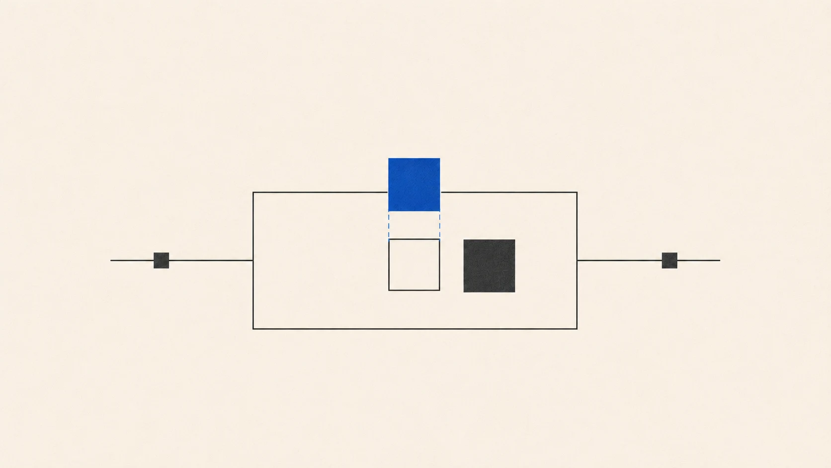 A blue model module lifts from a fixed system while a charcoal replacement waits beside the empty socket.
